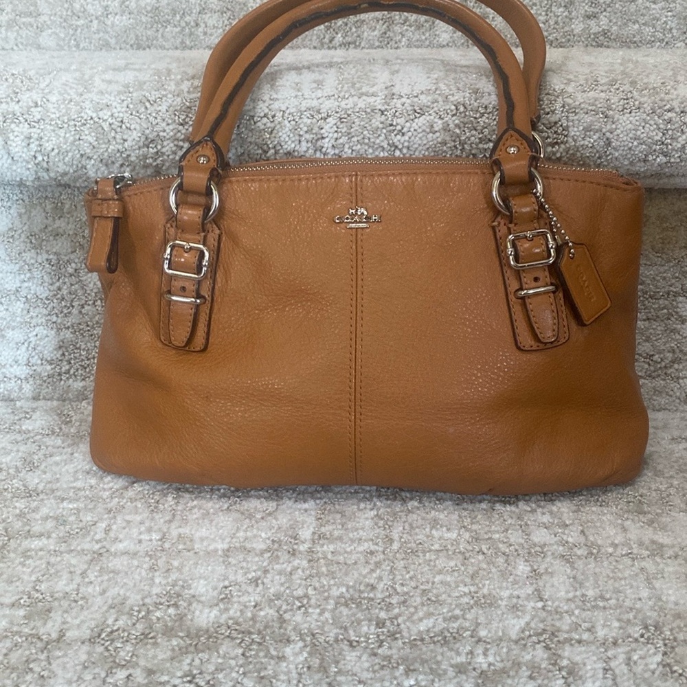 Coach Tan Leather Satchel with Rolled Handles